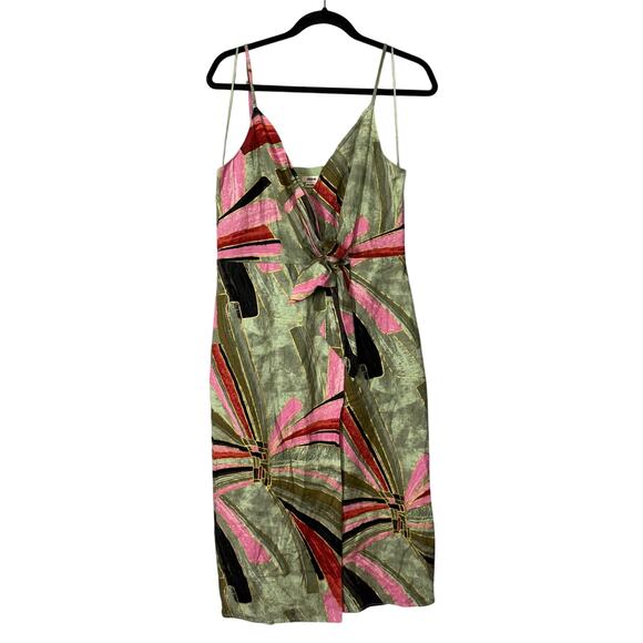 Jason Wu Green Metallic Midi Wrap Dress Size 6 - Picture 1 of 10
